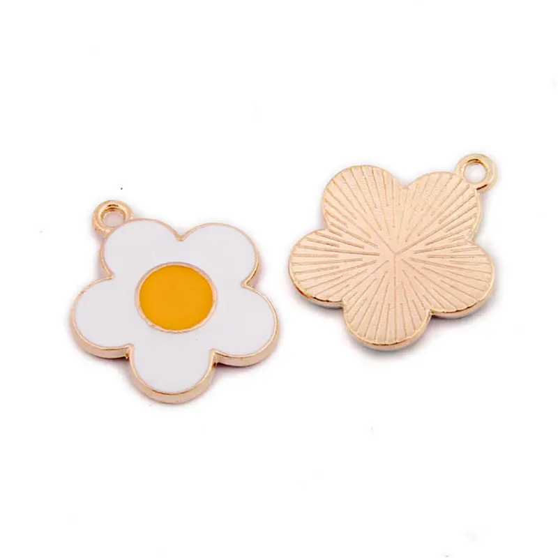

Julie Wang 6PCS Enamel Flower Charms Alloy Mixed Colors Gold Tone Pendants Bracelet Jewelry Making Accessory
