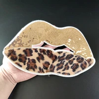 leopard print lips iron on patches for clothing sequins biker badge embroidery fabric sequined patch clothes stickers christmas