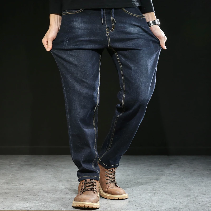 Модные мужские джинсы большого размера 7XL эластичные джинсовые брюки