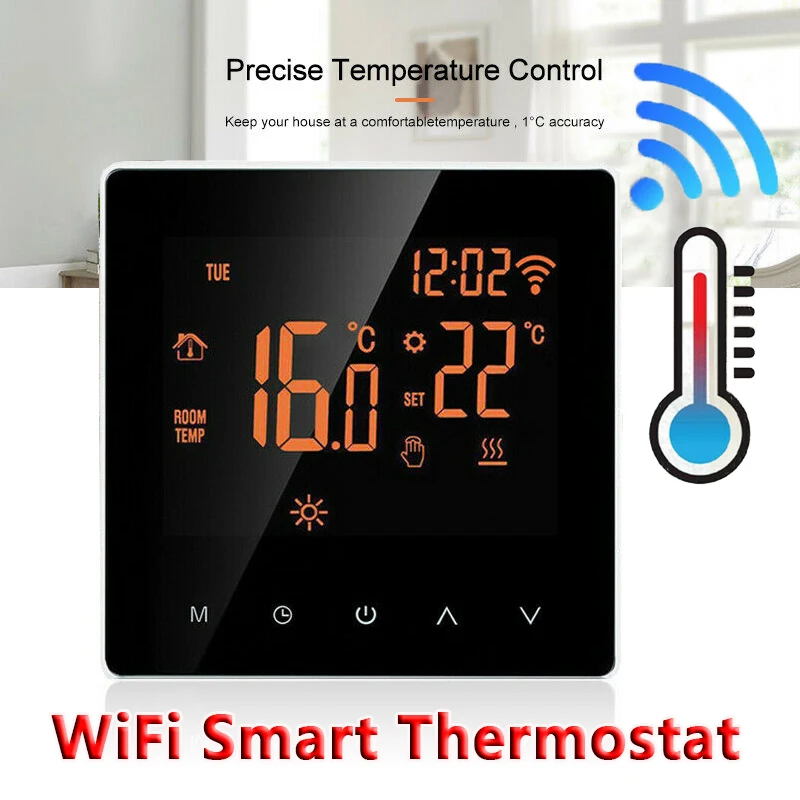 WiFi Smart Thermostat, Electric Floor Heating Water/Gas Boiler Temperature Remote Controller for Google Home Intelligent System