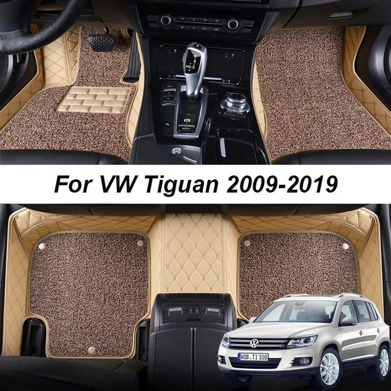 

Double layer Leather interior Parts Customized Car Floor Mat For VW Tiguan 2009 2019 2010 2012 2013 Carpet Rugs Pads Accessories