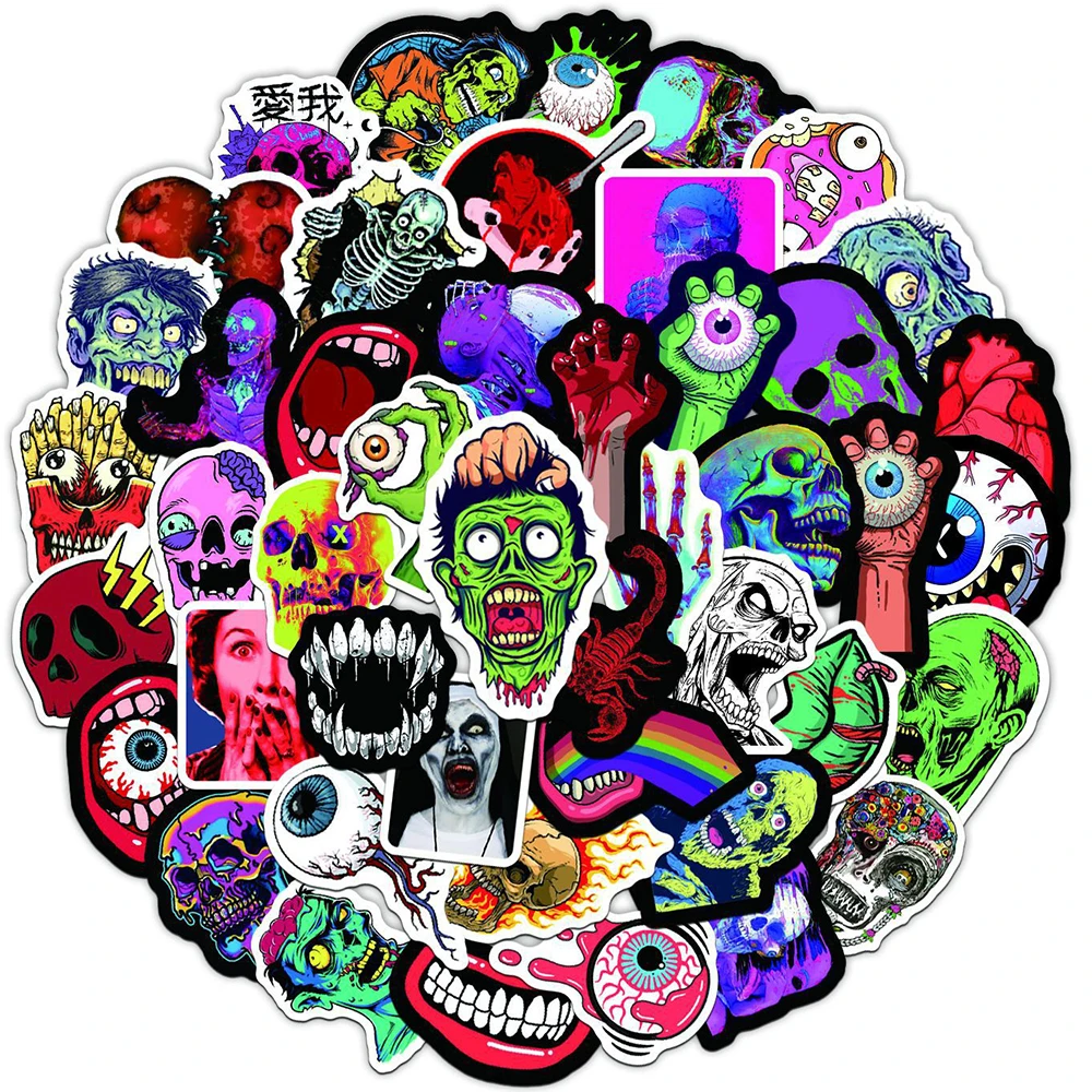 103050pcspack horror skull stickers skateboard fridge guitar phone laptop suitcase bike car graffiti sticker decal kid toy free global shipping