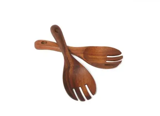 2 шт. ладоней для салата (ложка вилка) дерево акации подходит антипригарной