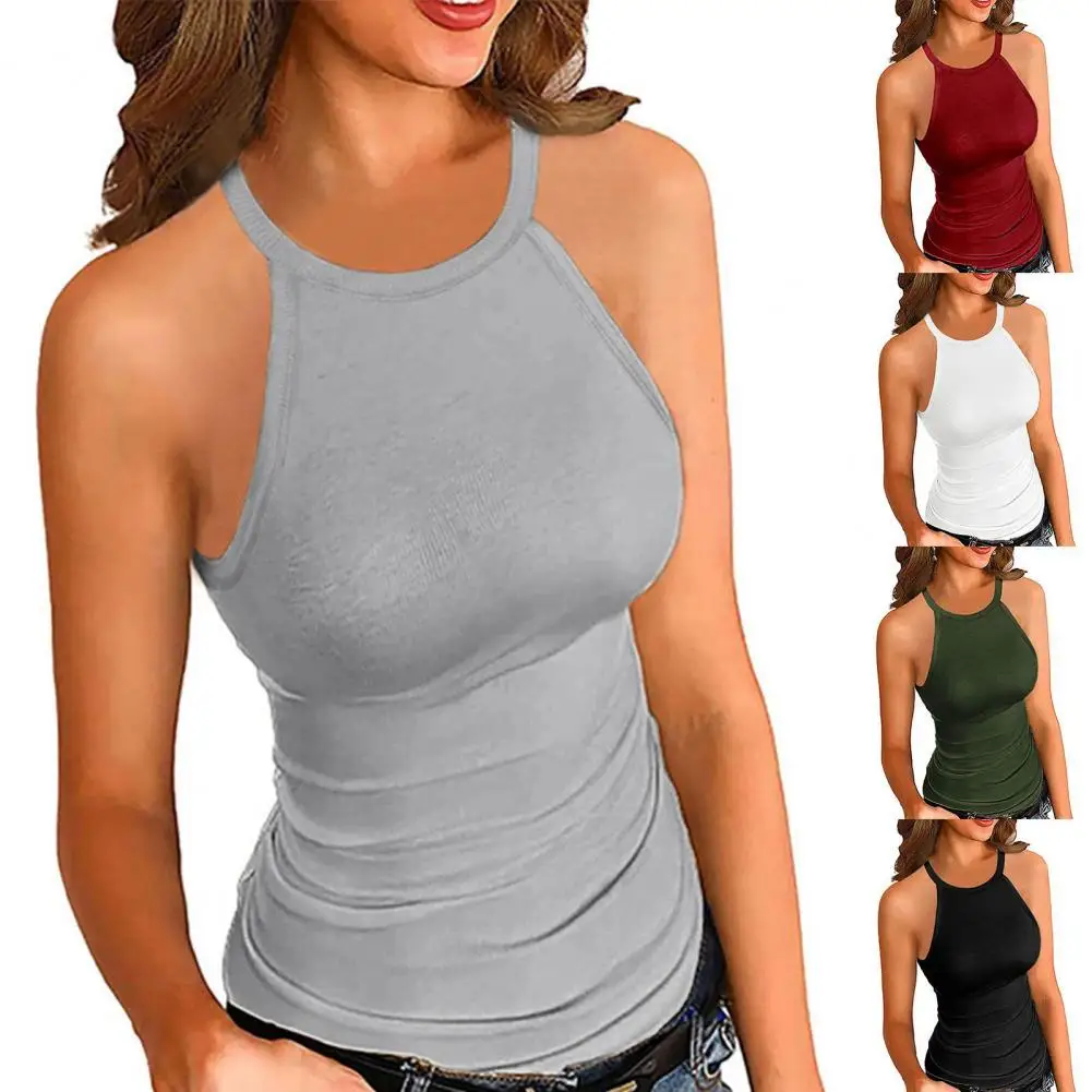 

Summer Casual Solid Color Ribbing Camisole Women Camisole Slim for Party