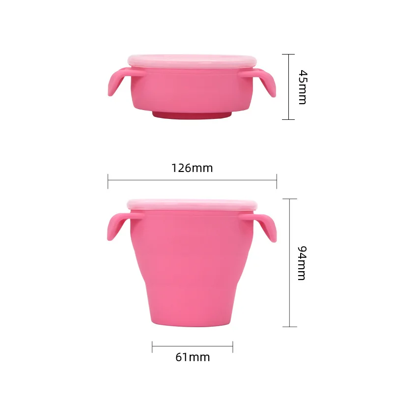 

BPA Free Food Grade Silicone Baby Snack Cup Food Storage Box Solid Color Baby Cup Portable Children Snacks Container With Lid