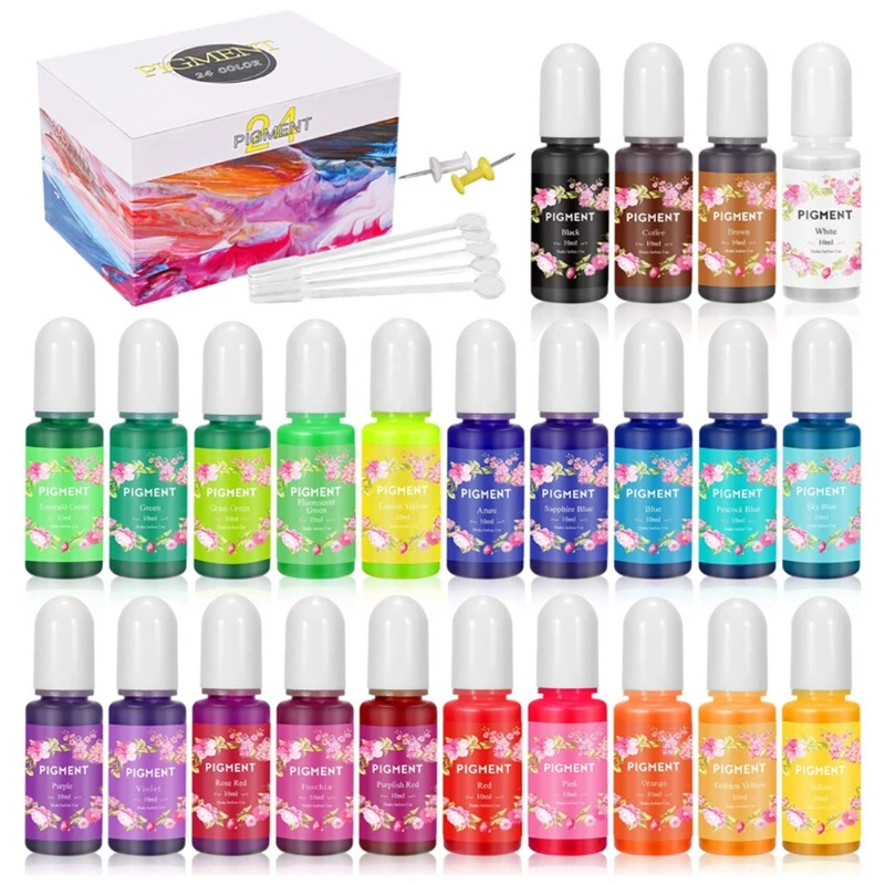 

LXAE 24 Colors Crystal Epoxy Pigment UV Resin Dye Jewelry Colorant Art Crafts Decor
