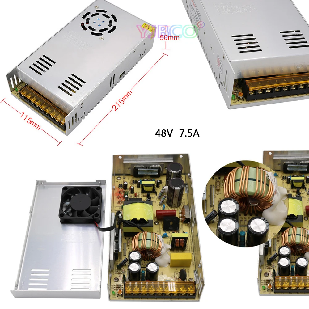 Регулируемый импульсный источник питания DC48V 3A/5A/7 5/10A/12.5A/15A Swich Driver Transformer D48v для