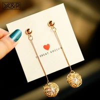 xp 2019 new vintage gold round earrings for women geometric metal sepak takraw natural pearl dangle drop earing fashion jewelry
