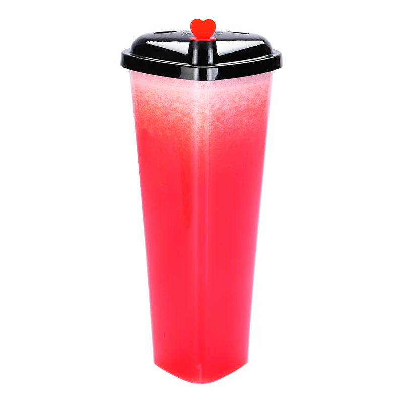 

50pcs Net red heart shape love milk tea cup 500ml transparent disposable coffee cup birthday party favors drinking plastic cup