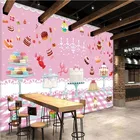 Европейский розовый торт десертная роспись настенная бумага 3D современный кофе десерт магазин снэк-бар промышленный Декор Фон настенная бумага 3D