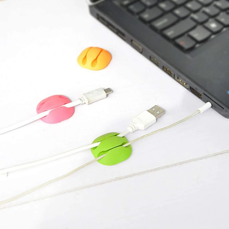 

30 Pcs Cable Clips Self Adhesive Wire Holder in 6 Color, Desktop Cable Clips Cord Organizer for Home Office Cubicle Car