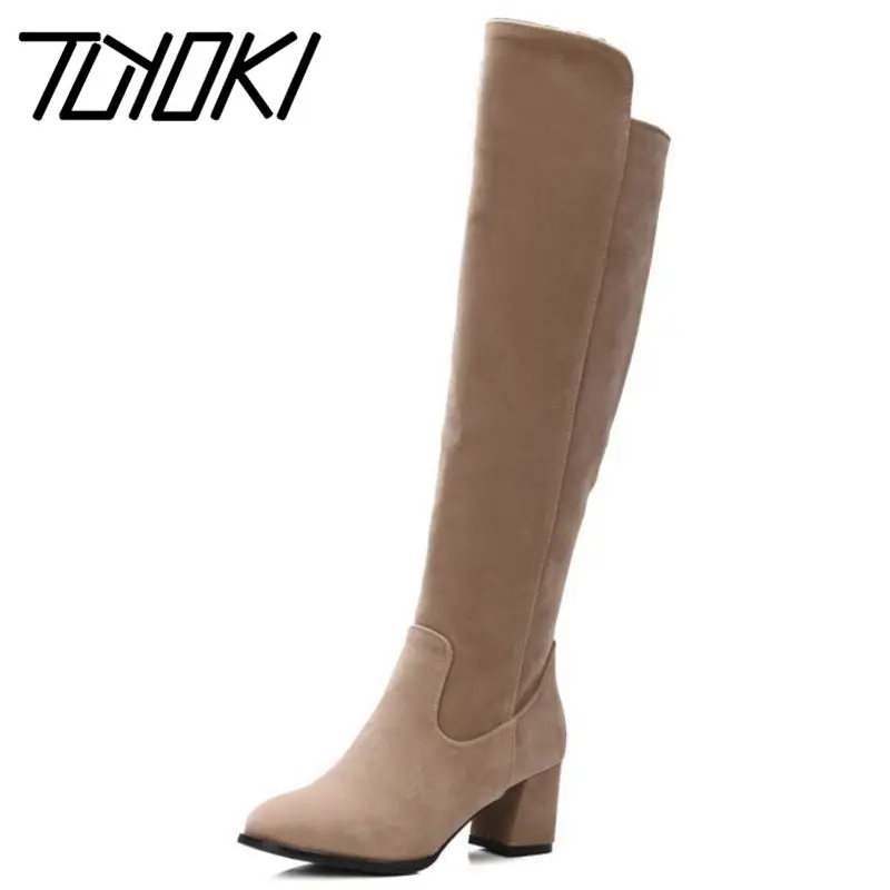 Tuyoki Южной Кореи Стиль ботфорты Сезон осень Сапоги до колена круглый носок с