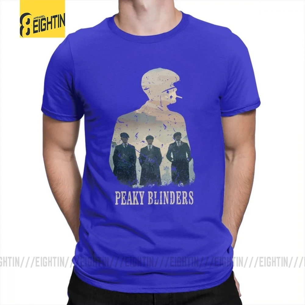 Peaky blinds футболки Уникальные для досуга Чистый хлопок мужские футболки с коротким рукавом o-образным вырезом футболки размера плюс популярный фильм - Цвет: Синий
