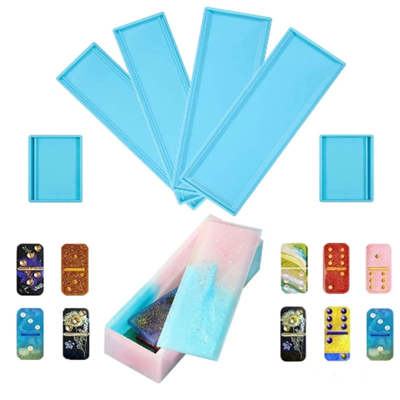 

1 Set Dominoes Storage Box Epoxy Resin Mold DIY Crafts Domino Game Casting Tool Dot Dominoes Silicone Mould