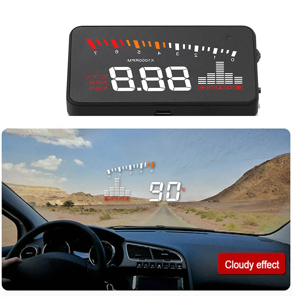 3 ''экран высокой четкости OBD2 X5 Авто HUD автомобильный проектор скорости лобового стекла цифровой дисплей скорости на плате