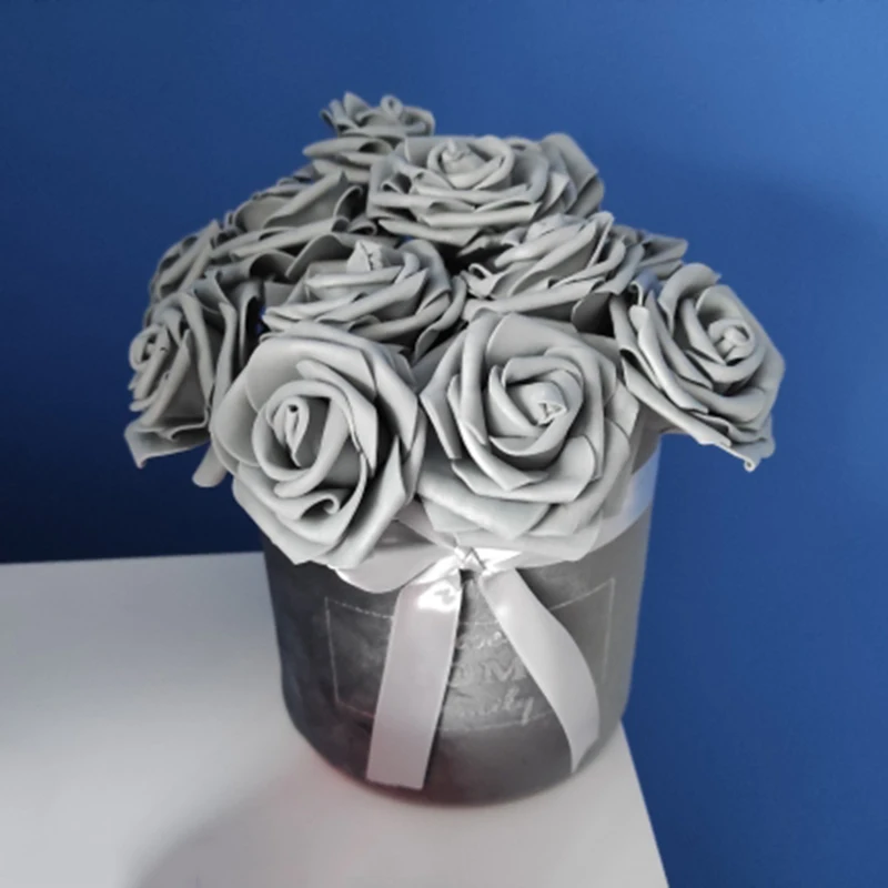 24 шт. 7 см белая роза искусственные из ПЭ цветок пены свадебное украшение букет