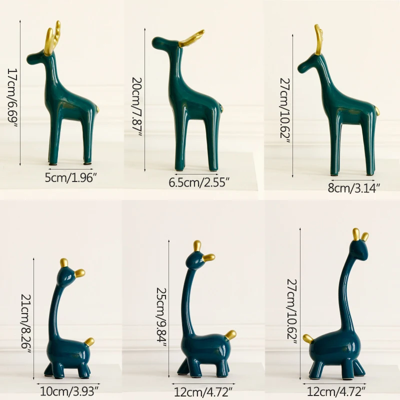 

Nordic Green Deer Sculpture Figurine Creative Ceramic Modern Art Figurine Ornament Home Decoration Accessories Desktop Decor