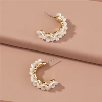 luxury fashion creative design geometry bend flower earring gold color earrings female jewelry accessories gifts