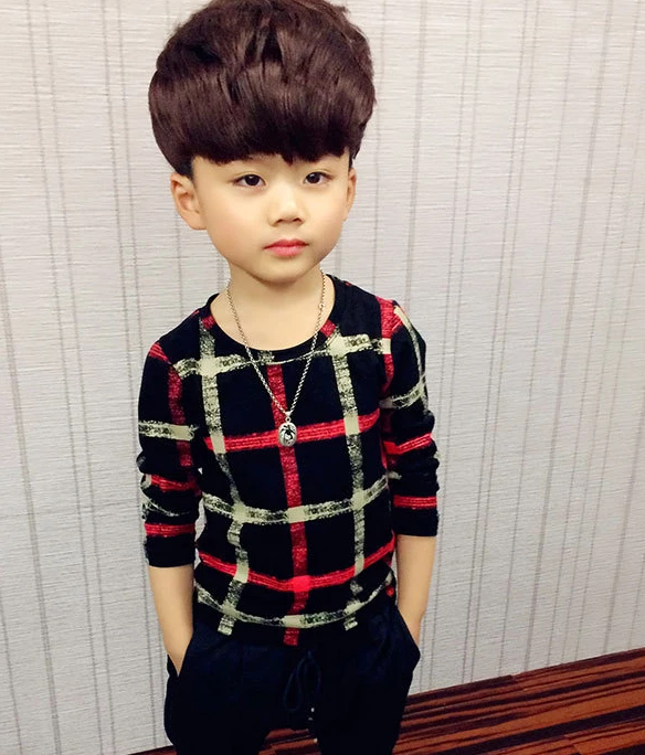 Одежда для мальчиков футболки детские топы на весну и осень маленьких с длинным