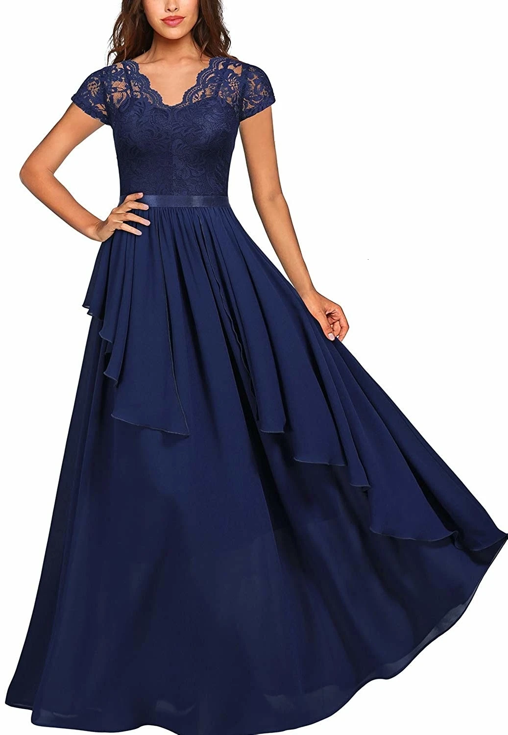 

Vintage Lace Patchwork Long Dress Plus Size Wedding Bridesmaid Party Maxi Dress Robe Femme 2020 Vestidos Dresses