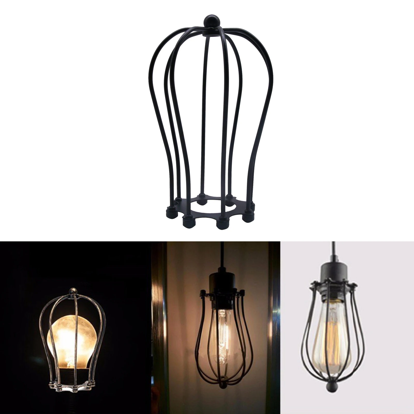 

Industrial Pendant Lampshade , Hanging Cage Pendant Lights E27 Base Fixture for Kitchen Home Lighting