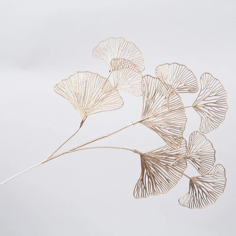 

1PCS Golden Decorative Flower Ginkgo Leaf Plastic Leaf Wood Festival Decoration