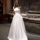 Атласное свадебное платье, вечернее платье белого цвета слоновой кости, Формальное простое платье для невесты, атласное платье, 2021