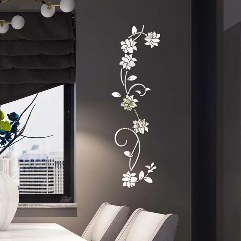 

Creative Refrigerator Flower Vine Acrylic Sticker Butterfly Pattern Wall Stickers Home Decoration Kitchen Wall Art Mural