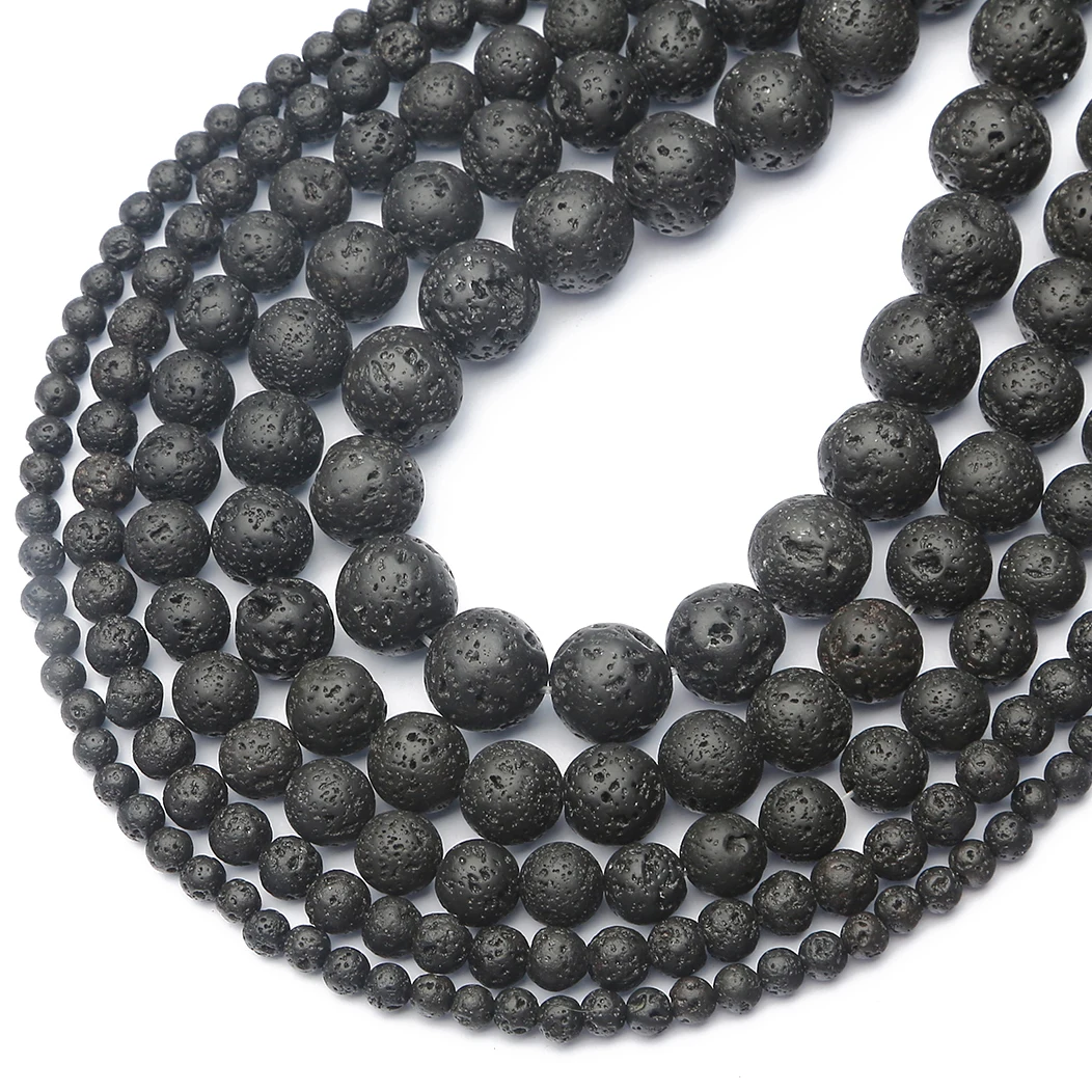 5 размеров модные синтетические Круглые Бусины Из лавового камня с добавкой для
