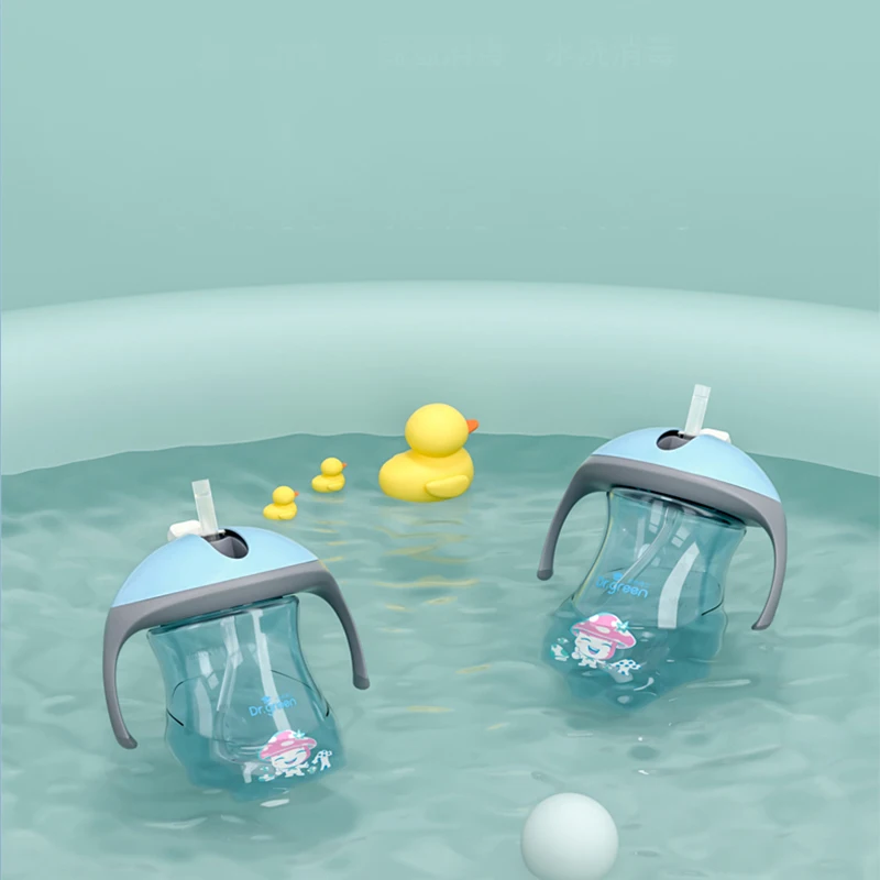 

Детская чашка для воды, креативные Мультяшные детские чашки для кормления с соломинкой, герметичные бутылки для воды, портативные детские ч...