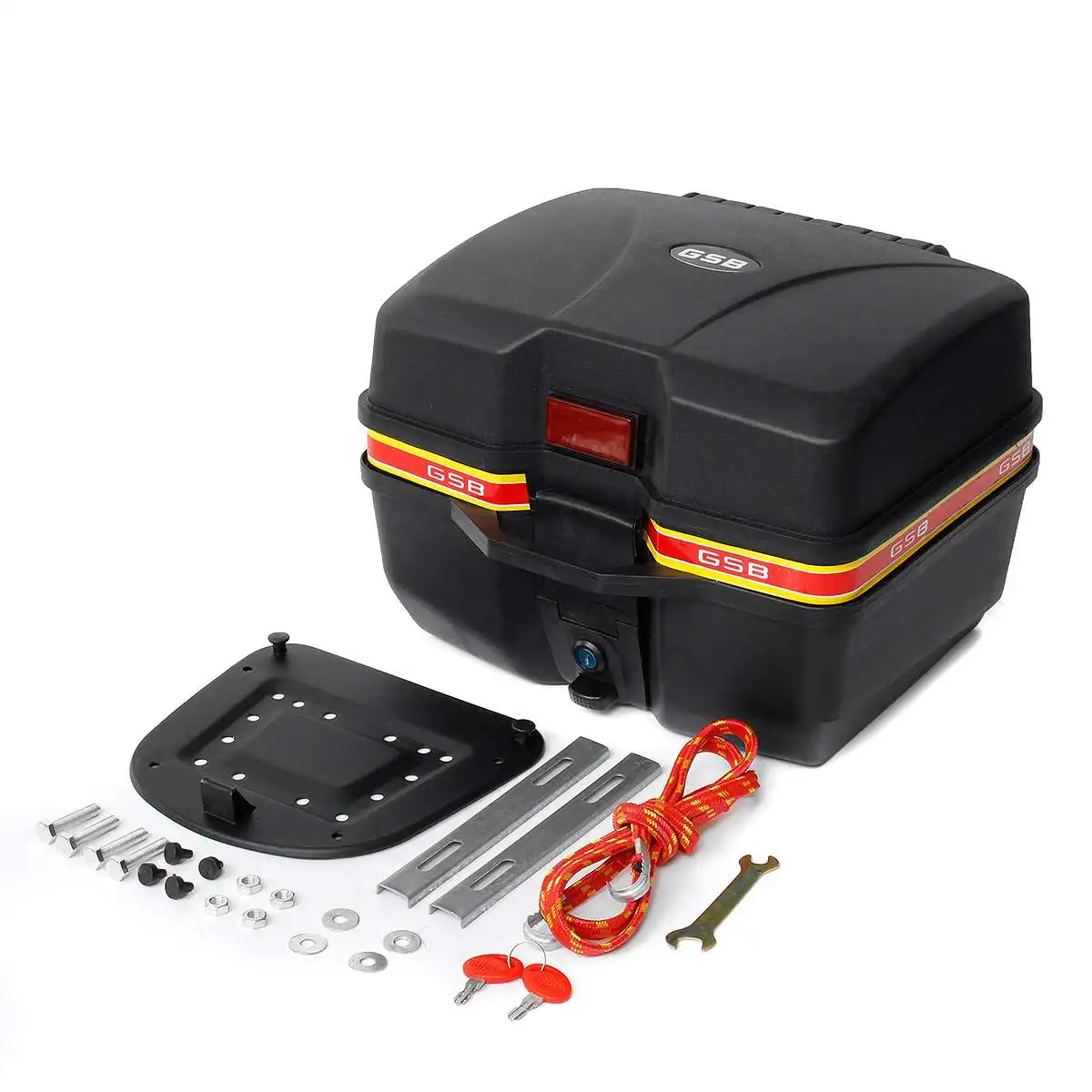 

Secure Latch Black Motorcycle Trunk With Lock Scooter Top box Durable Rear Storage Luggage Topbox Case 37x27x27cm