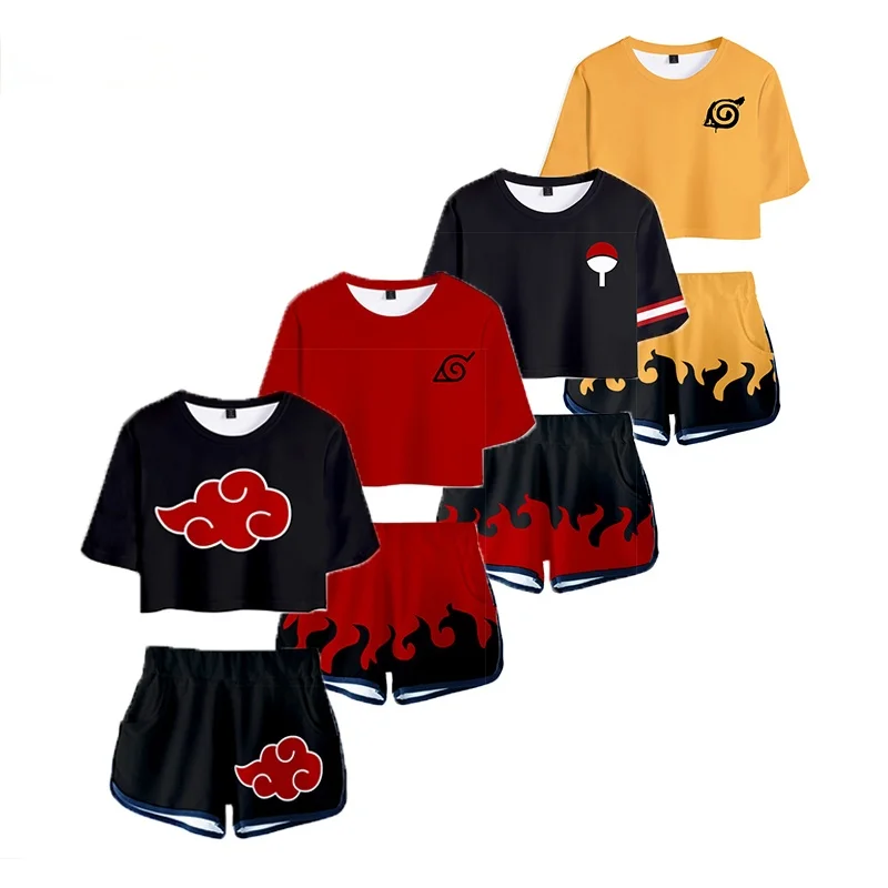 

Cosplay Shirt Costume Anime T shirt Tees Uzumaki Akatsuki Haruno Sakura Sport Suit Shorts Disfraz Clothes T-shirt