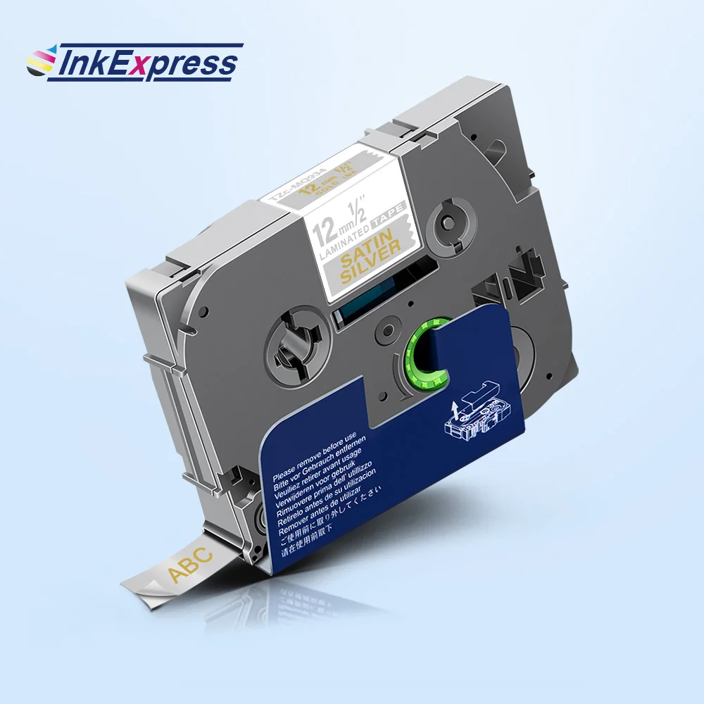 12 мм ламинированная TZe MQ934 лента для этикеток золото на атласной серебряной