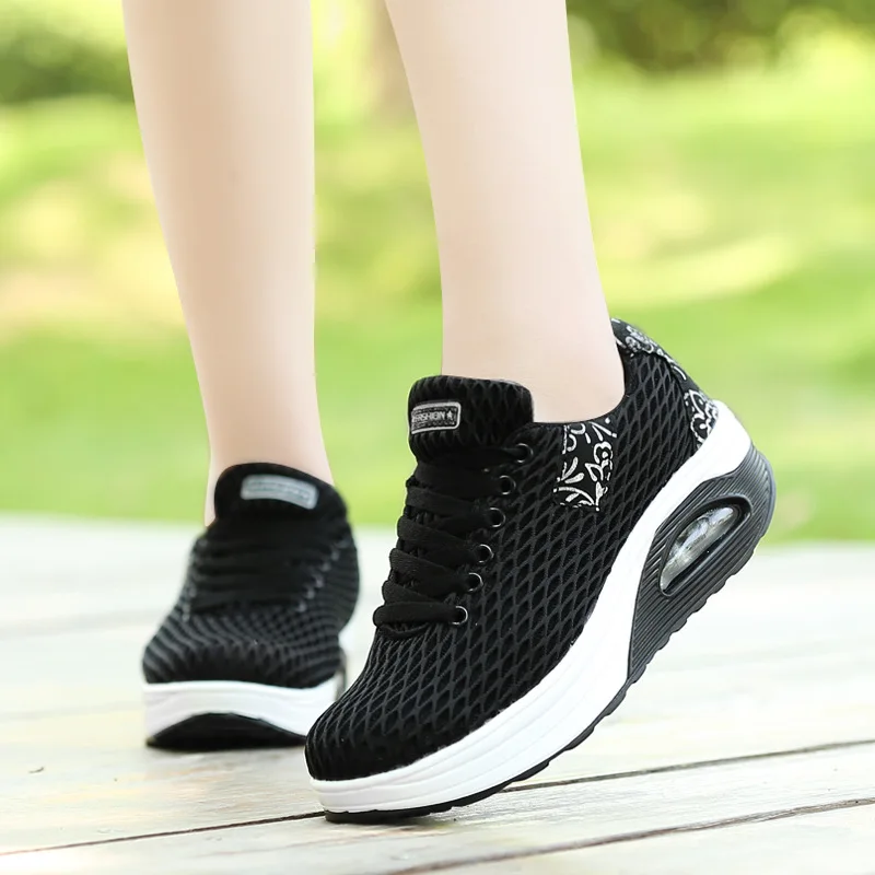 

CEVABULE Spring Breathable Mesh Shake Shoes Women Vulcanize Shoe Sports Shoes Mesh Thick Bottom Shoes LCH