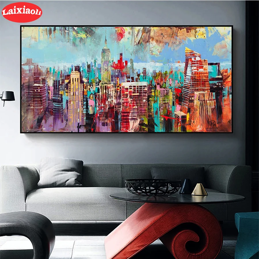 

Diamond Painting Abstract graffiti city architecture landscape Full Drill Square DIY Diamond Cross Stitch Mosaic Home Decor