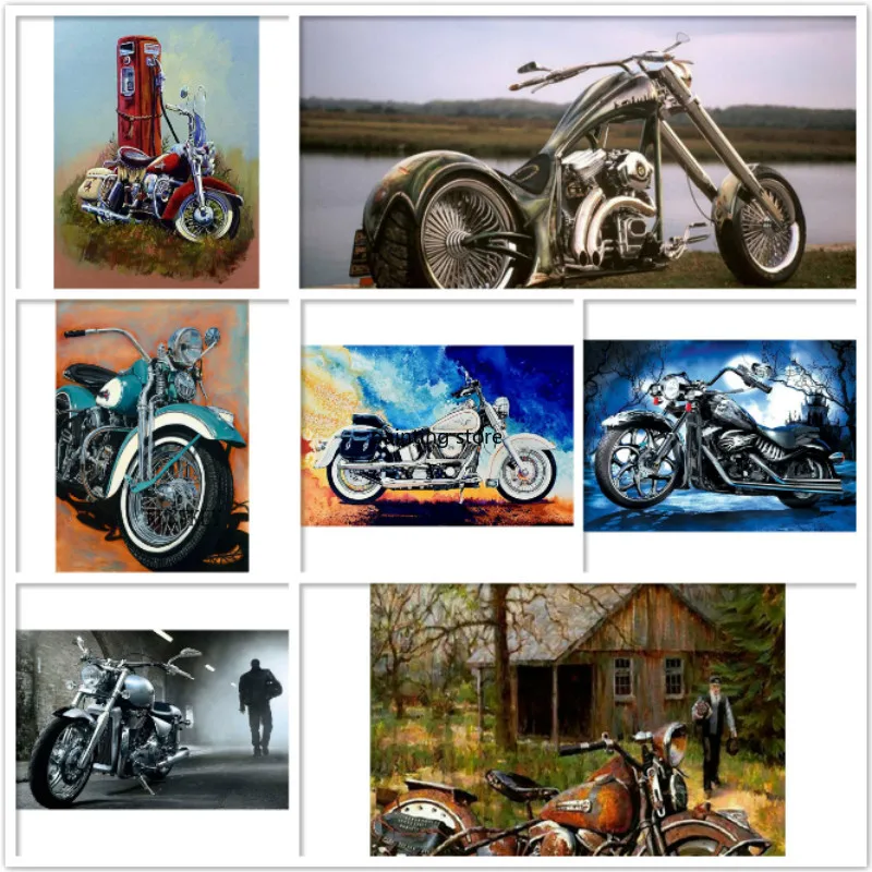 Алмазная живопись 5D сделай сам квадратная/круглая вышивка мотоцикл Череп