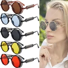 Солнцезащитные очки мужские и женские, круглые, в стиле панк, стимпанк, ретро, UV400