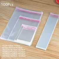 100pcs transparent clear plastic self adhesive bag self sealing jewelry gift bag opp plastic candy packaging cellophane bag
