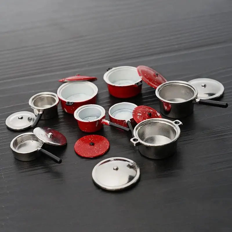 

4pcs/set 1:12 Dollhouse Miniature Mini Furniture Accessories Pot Frying Pan set Doll House Kitchen Toys Soup Pan Kids Toys Gift