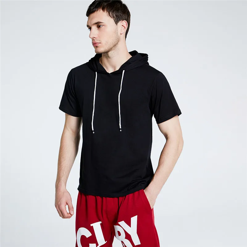 

Hooded T Shirt Men 2021 New Short Sleeve Streetwear Mens Tshirts Summer Casual Loose Hoody Tee Shirt Hip Hop Tops Tee US Size