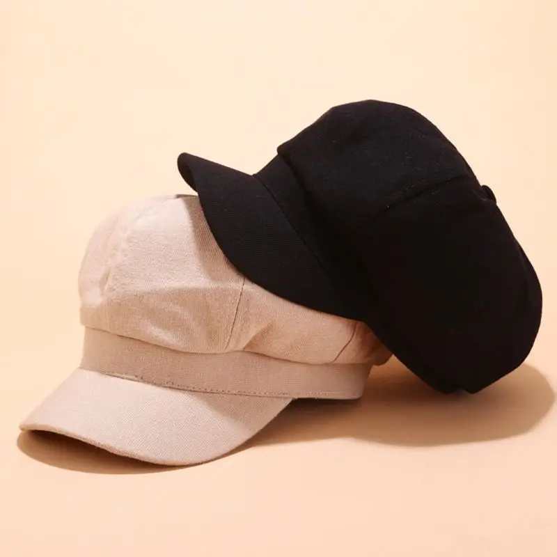 Женская винтажная Вельветовая восьмиугольная шапка для девушек осень-зима