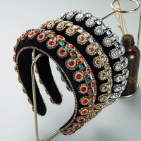 baroque color rhinestone headband sponge luxury hair band heavy full diamond crystal korean hair accessories for women