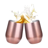 12oz double wall vacuum insulated stainless steel stemless wine glass travel coffee cup drinks champagne cocktails