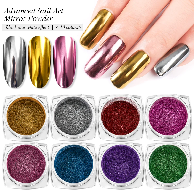 Зеркальная пудра для ногтей RBAN золотая Шампанская серебряная Золотая с