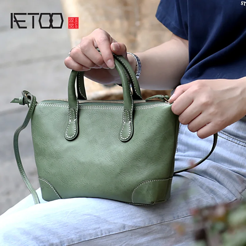 AETOO кожаная литературная Модная ретро Наклонная Сумка ручная маленькая сумка