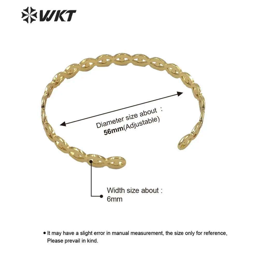

WT-B559 Luxury Hollow Out Eye Shape Brass Bangle Lady Rock Style Bangle 6*56MM Adjustable Bangle For Cool Girl Gift