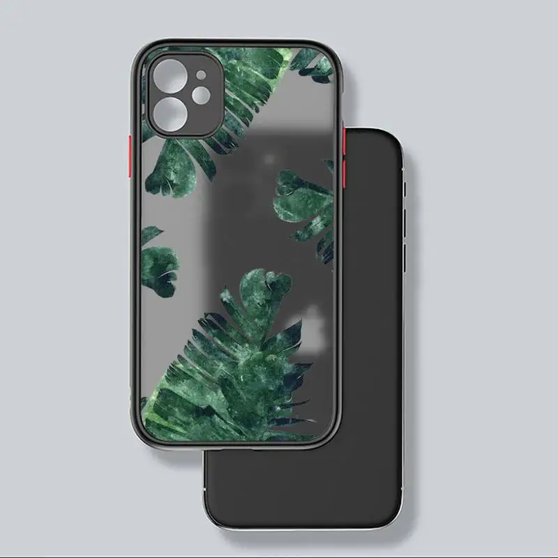 

Banana leaves flowers pattern Phone Case matte transparent For iphone 7 8 11 12 plus mini x xs xr pro max cover