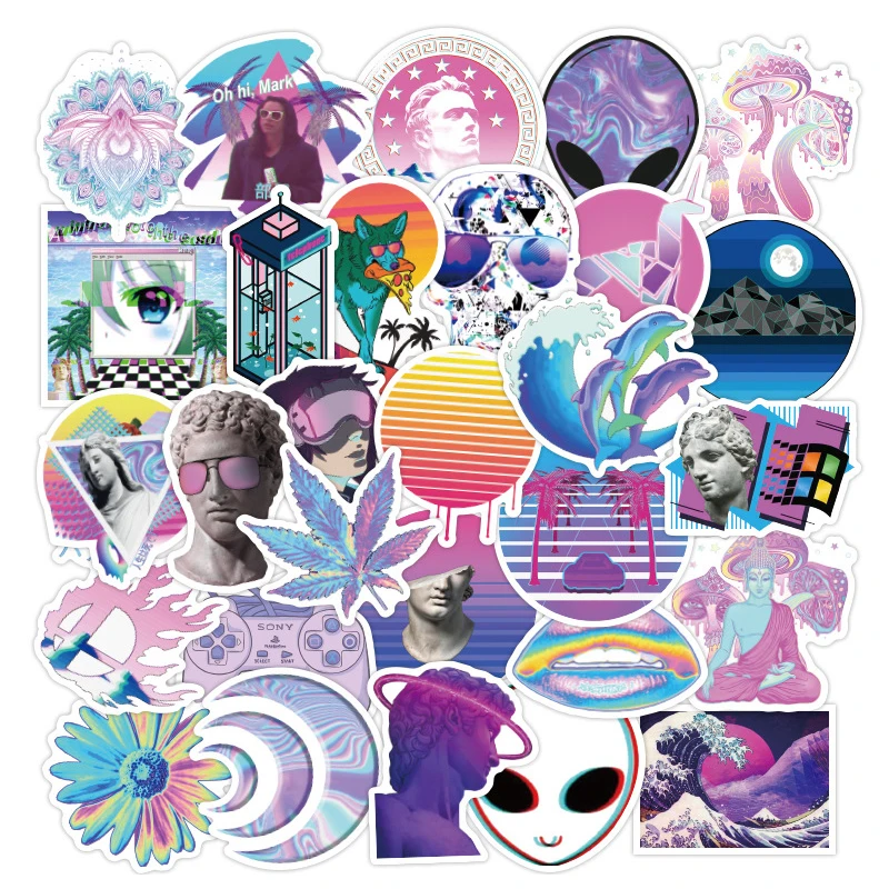 

50 шт. абстрактные художественные наклейки Vaporwave s DIY мотоциклетный автомобиль шлем гитарная надпись ноутбук скейтборд наклейка классическа...