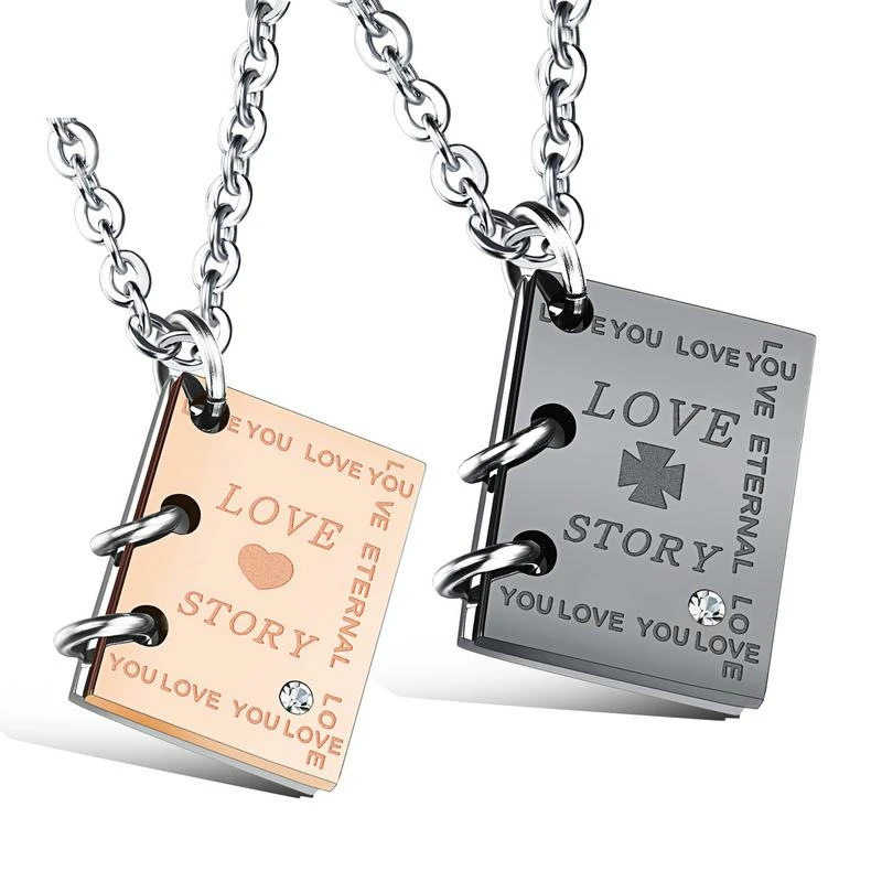 Фото Романтическое ожерелье BUDROVKY для пар с подвеской в виде книги История любви из