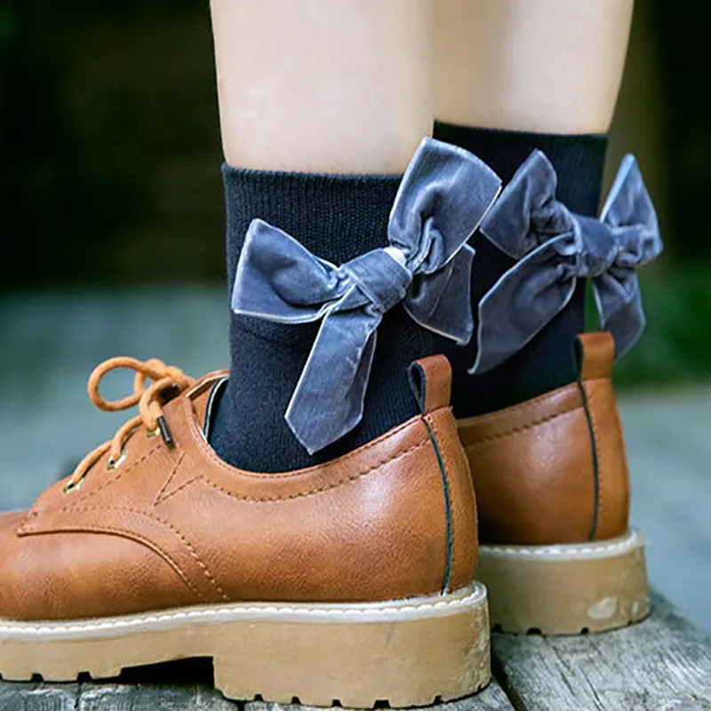 Женские носки элегантные милые с бантиком женские Kawaii винтажные мягкие